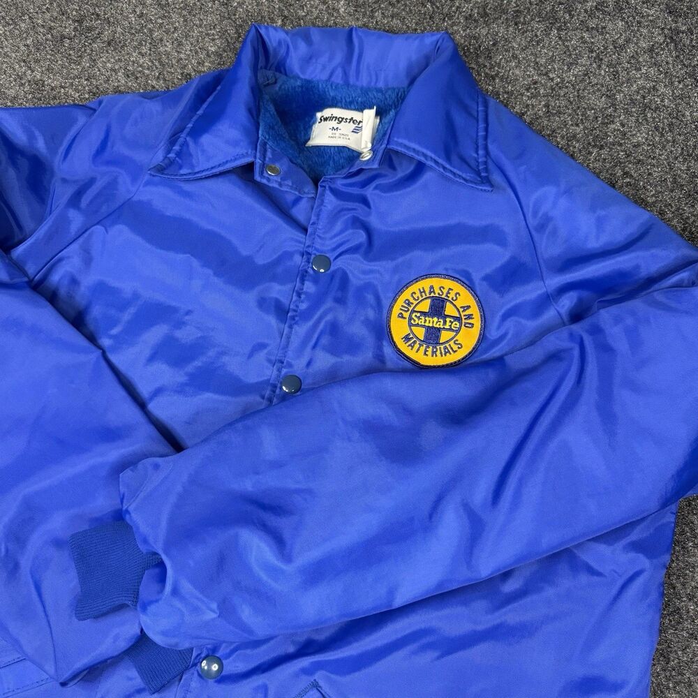 Vintage Santa Fe Railroad Lined Jacket Men's XL Swingster - USA Royal Blue READ